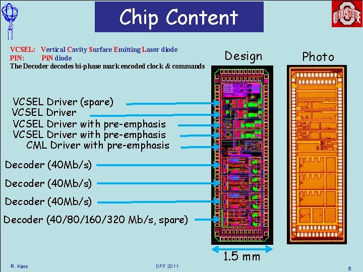 Chip Content VCSEL: Vertical Cavity Surface Emitting Laser diode PIN: Pi. N diode The Chip Content VCSEL: Vertical Cavity Surface Emitting Laser diode PIN: Pi. N diode The