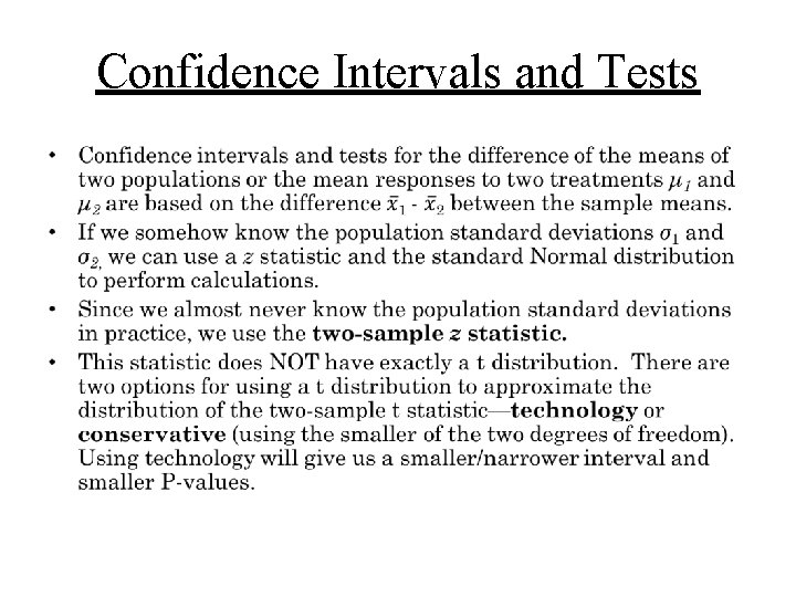 Confidence Intervals and Tests • 