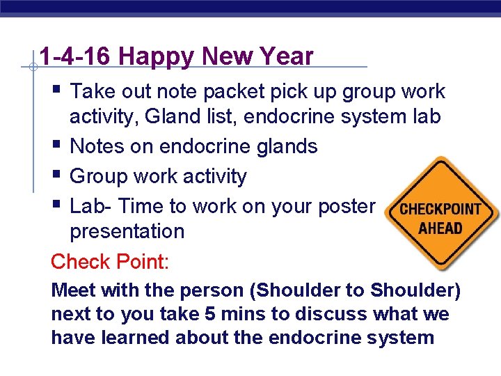 1 -4 -16 Happy New Year § Take out note packet pick up group