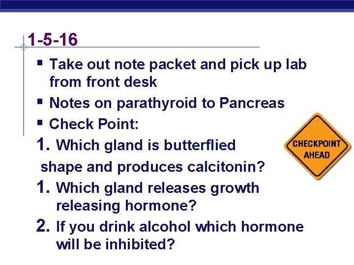 1 -5 -16 § Take out note packet and pick up lab from front