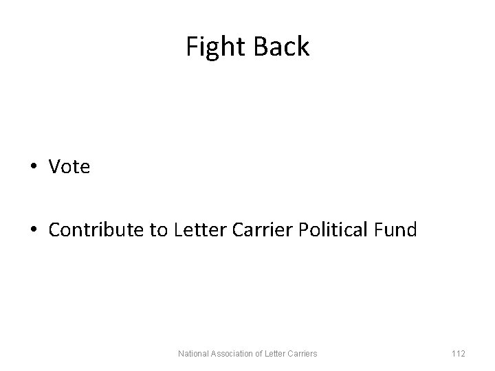 Fight Back • Vote • Contribute to Letter Carrier Political Fund National Association of