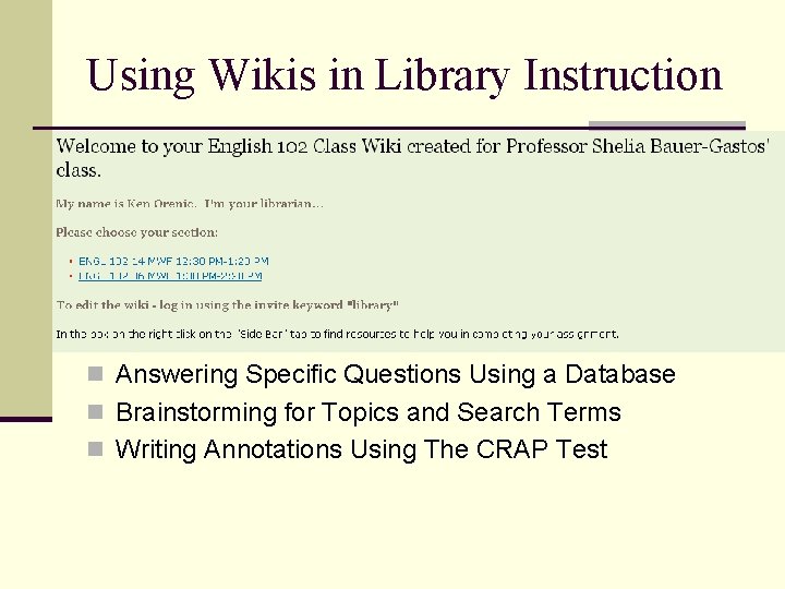 Wikiing Your Way to Collaborative Learning Molly Beestrum