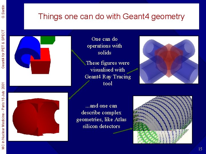 G. Santin Geant 4 for PET & SPECT MC in Nuclear Medicine - Paris