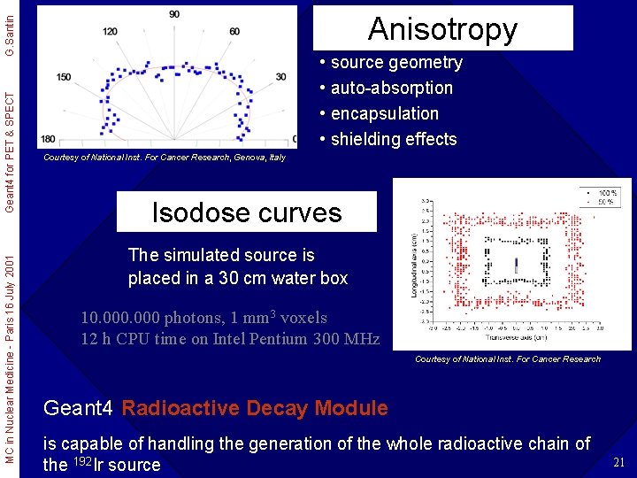 MC in Nuclear Medicine - Paris 16 July 2001 Geant 4 for PET &