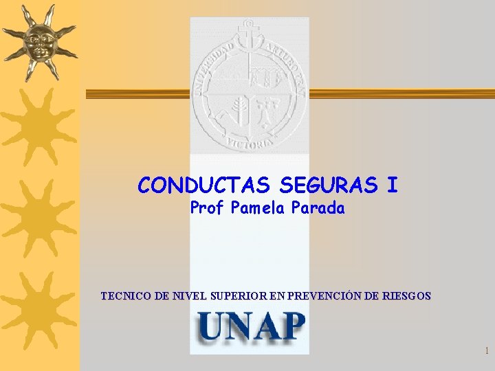 CONDUCTAS SEGURAS I Prof Pamela Parada TECNICO DE NIVEL SUPERIOR EN PREVENCIÓN DE RIESGOS