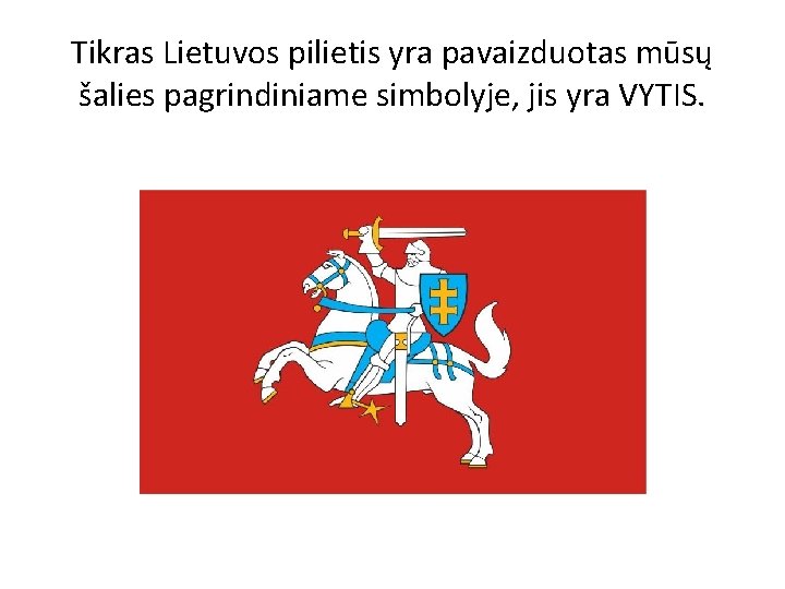 Tikras Lietuvos pilietis yra pavaizduotas mūsų šalies pagrindiniame simbolyje, jis yra VYTIS. 