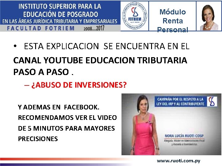 Módulo Renta Personal • ESTA EXPLICACION SE ENCUENTRA EN EL CANAL YOUTUBE EDUCACION TRIBUTARIA