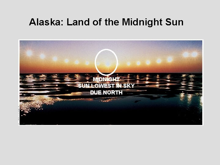 Alaska: Land of the Midnight Sun MIDNIGHT SUN LOWEST IN SKY DUE NORTH 