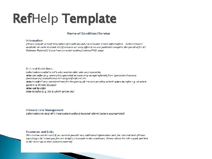 Ref. Help Template Ref. Help Template