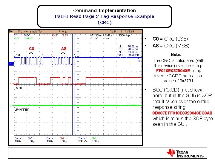 Command Implementation Pa. LFI Read Page 3 Tag Response Example (CRC) C 0 A