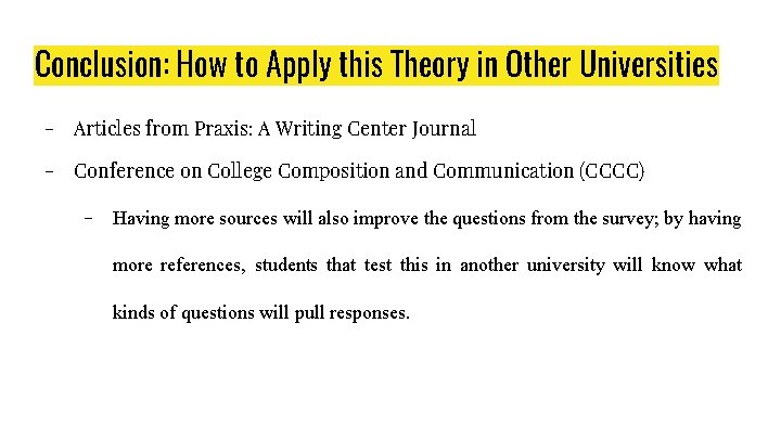 Conclusion: How to Apply this Theory in Other Universities - Articles from Praxis: A Conclusion: How to Apply this Theory in Other Universities - Articles from Praxis: A