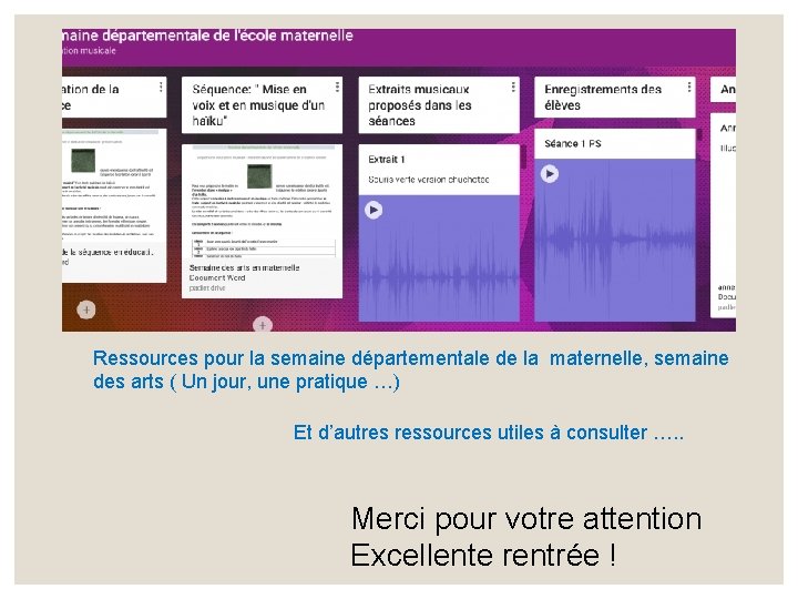 Ressources pour la semaine départementale de la maternelle, semaine des arts ( Un jour,