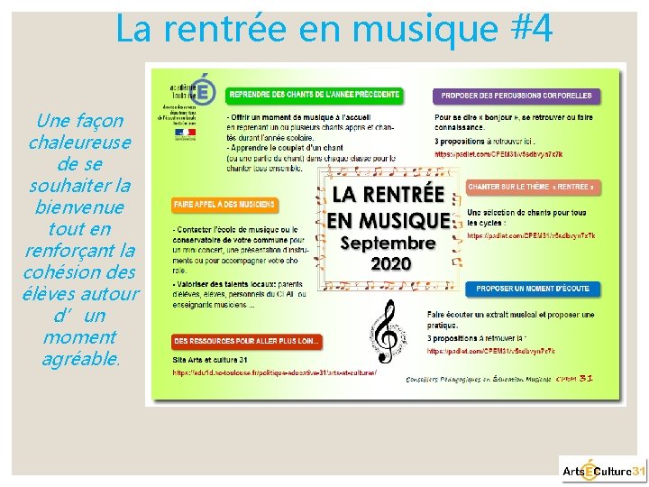  La rentrée en musique #4 Une façon chaleureuse de se souhaiter la bienvenue