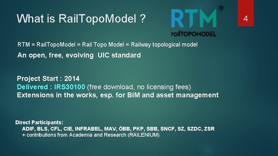 What is Rail. Topo. Model ? RTM = Rail. Topo. Model = Rail Topo