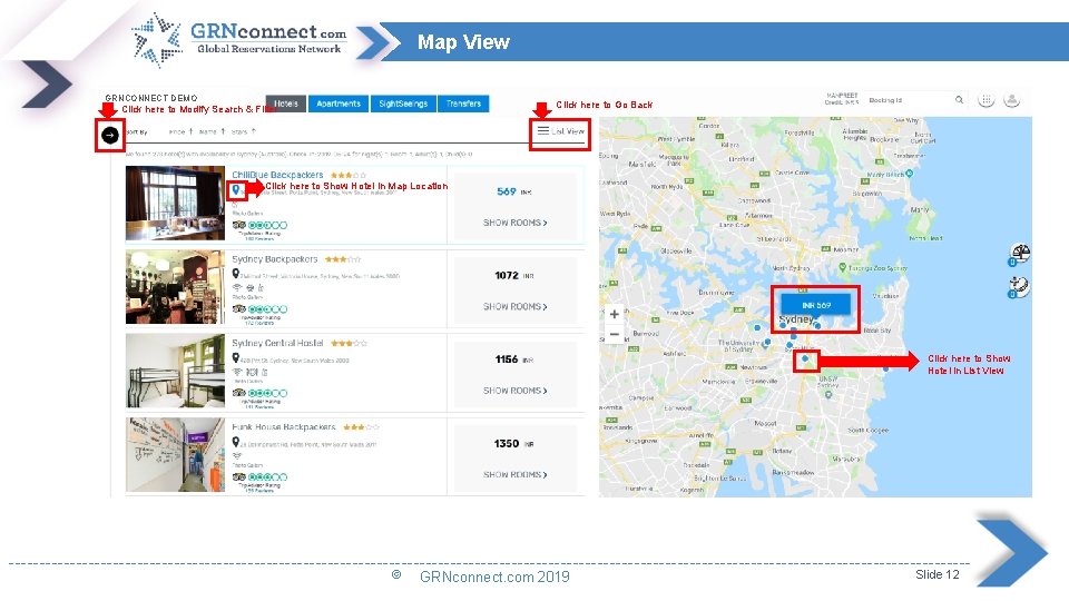 Map View GRNCONNECT DEMO Click here to Go Back Click here to Modify Search