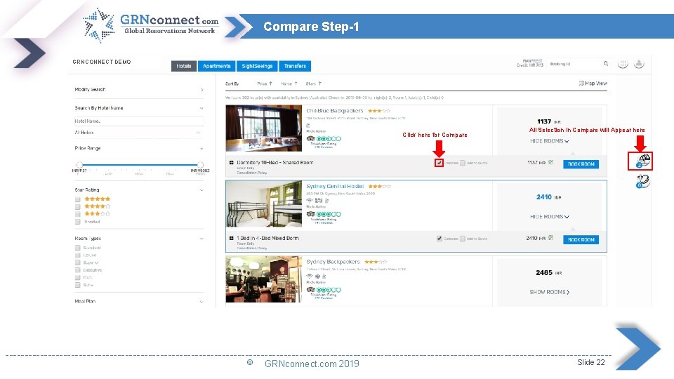 Compare Step-1 GRNCONNECT DEMO Click here for Compare All Selection in Compare will Appear