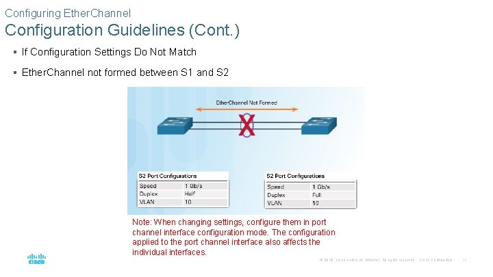 Configuring Ether. Channel Configuration Guidelines (Cont. ) § If Configuration Settings Do Not Match