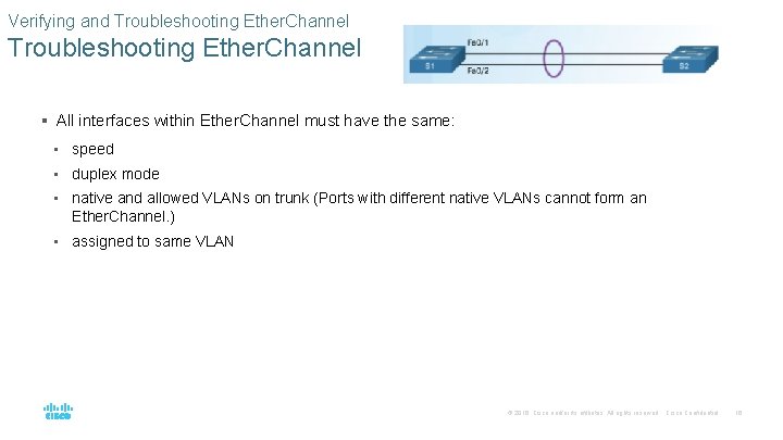 Verifying and Troubleshooting Ether. Channel § All interfaces within Ether. Channel must have the