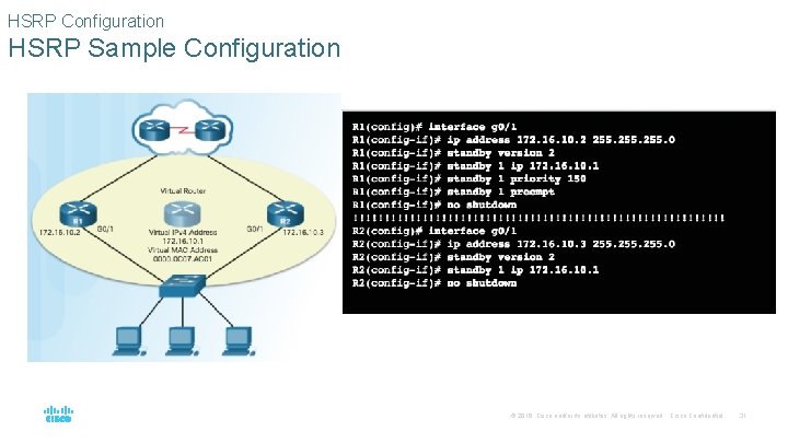 HSRP Configuration HSRP Sample Configuration © 2016 Cisco and/or its affiliates. All rights reserved.