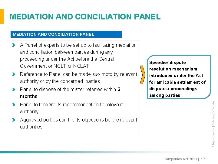 MEDIATION AND CONCILIATION PANEL Reference to Panel can be made suo-moto by relevant authority
