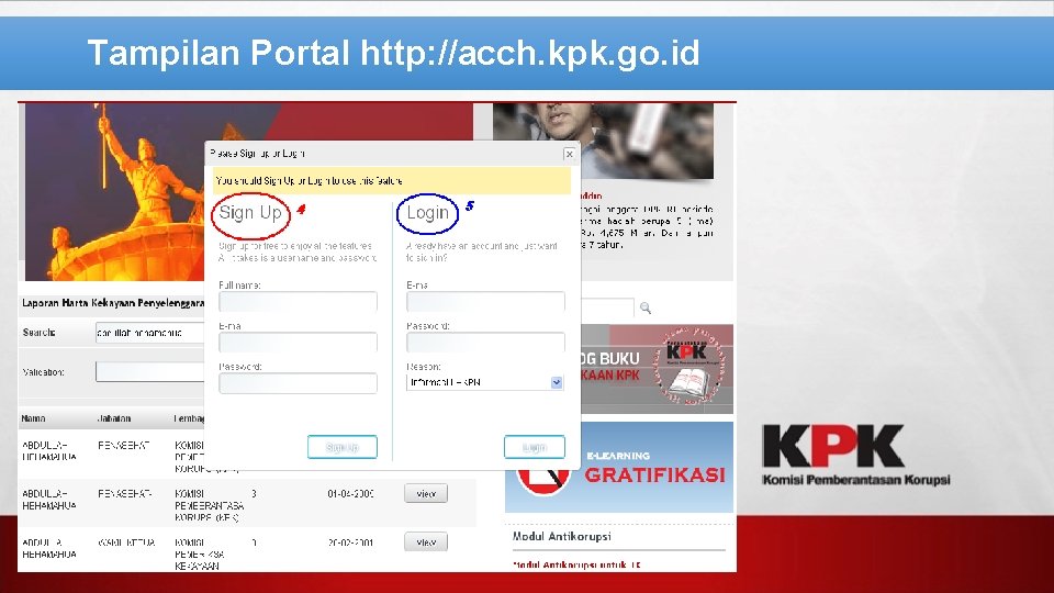 http: //acch. kpk. go. id Tampilan Portal http: //acch. kpk. go. id 