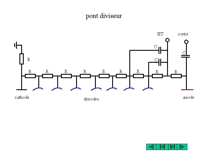 pont diviseur HT sortie C C R R cathode C R R R dynodes