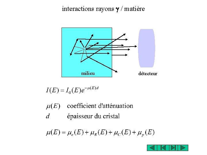 interactions rayons g / matière milieu détecteur 