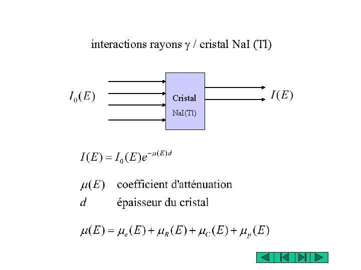 interactions rayons g / cristal Na. I (Tl) Cristal Na. I(Tl) 