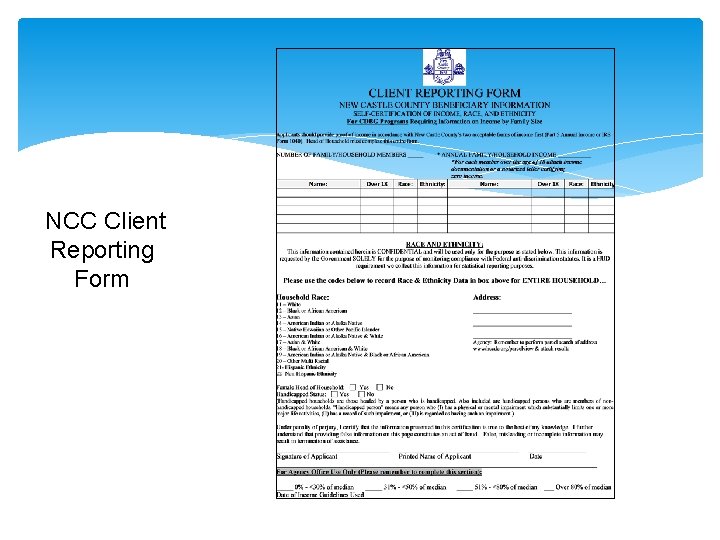 NCC Client Reporting Form 