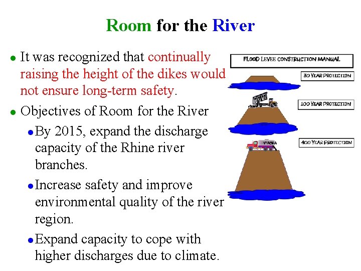 Room for the River It was recognized that continually raising the height of the