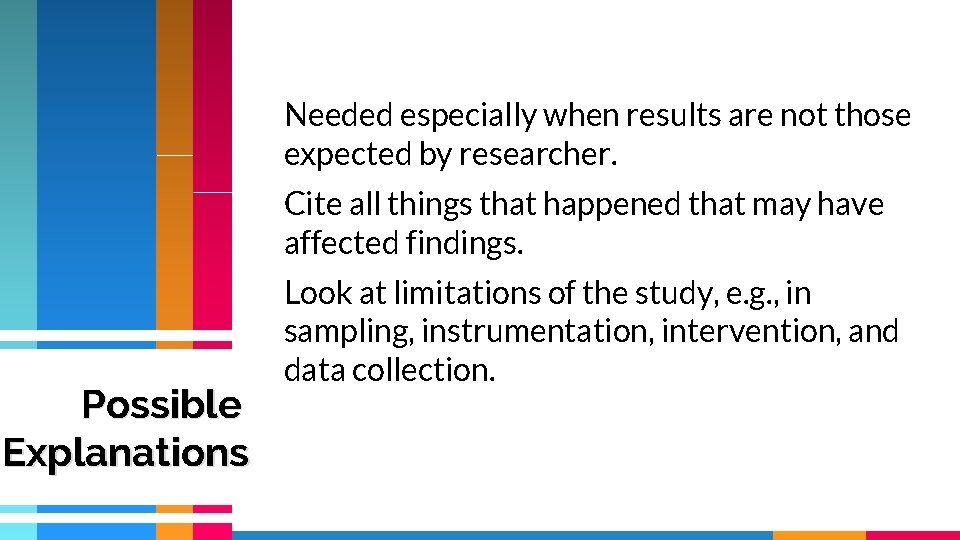 Needed especially when results are not those expected by researcher. Cite all things that Needed especially when results are not those expected by researcher. Cite all things that