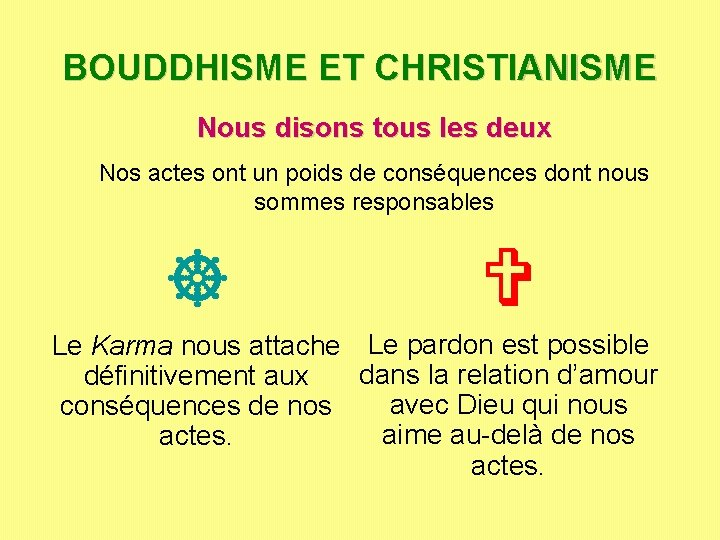BOUDDHISME ET CHRISTIANISME Nous disons tous les deux Nos actes ont un poids de BOUDDHISME ET CHRISTIANISME Nous disons tous les deux Nos actes ont un poids de