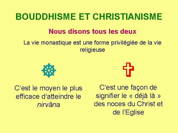 BOUDDHISME ET CHRISTIANISME Nous disons tous les deux La vie monastique est une forme BOUDDHISME ET CHRISTIANISME Nous disons tous les deux La vie monastique est une forme