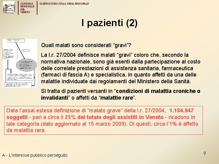 CONSIGLIO REGIONALE DEL VENETO OSSERVATORIO SULLA SPESA REGIONALE I pazienti (2) Quali malati sono