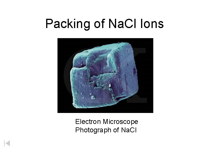 Packing of Na. Cl Ions Electron Microscope Photograph of Na. Cl 