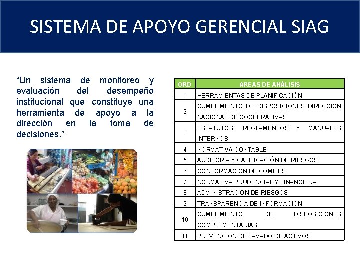 SISTEMA DE APOYO GERENCIAL SIAG “Un sistema de monitoreo y evaluación del desempeño institucional