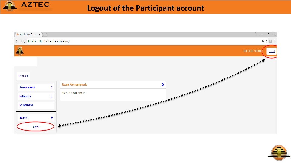 Logout of the Participant account 