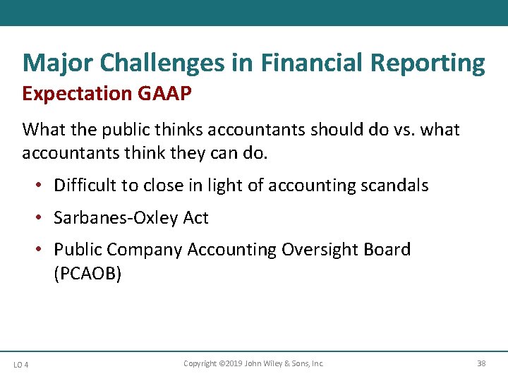 Major Challenges in Financial Reporting Expectation GAAP What the public thinks accountants should do