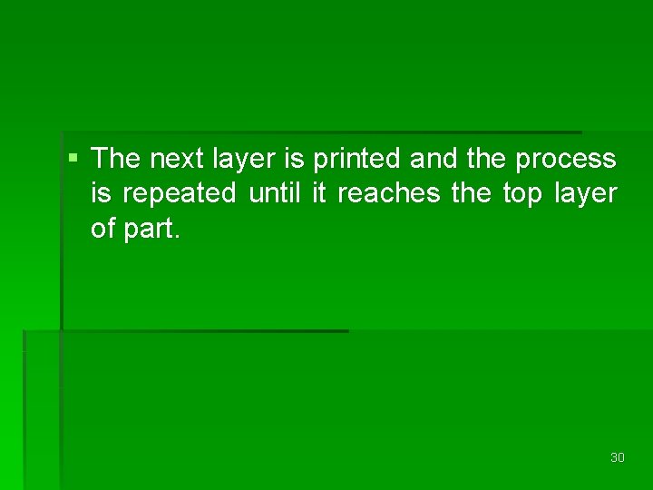 § The next layer is printed and the process is repeated until it reaches