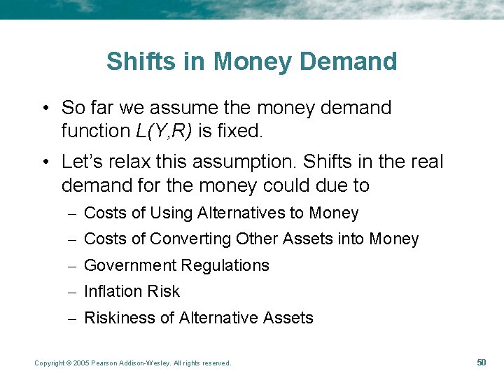 Shifts in Money Demand • So far we assume the money demand function L(Y, Shifts in Money Demand • So far we assume the money demand function L(Y,