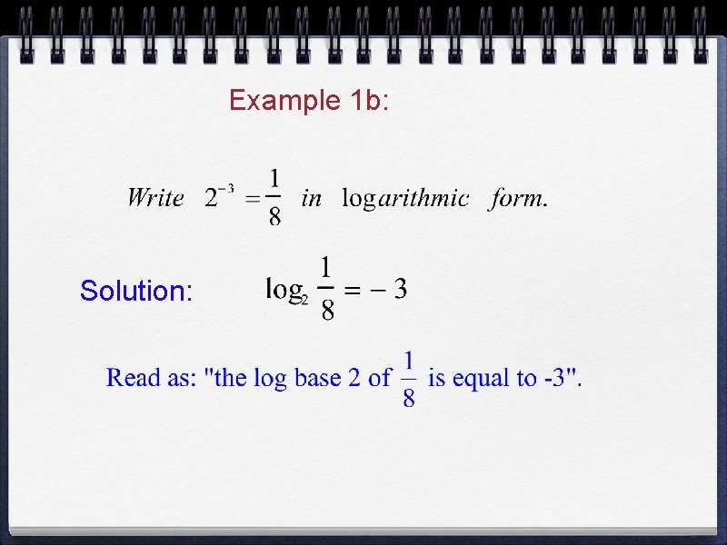 Example 1 b: Solution: 