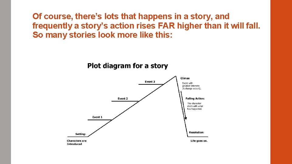 Of course, there’s lots that happens in a story, and frequently a story’s action
