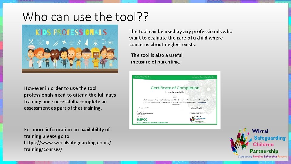 Who can use the tool? ? The tool can be used by any professionals