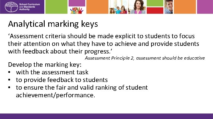 Analytical marking keys ‘Assessment criteria should be made explicit to students to focus their