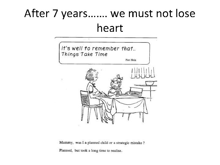 After 7 years……. we must not lose heart 