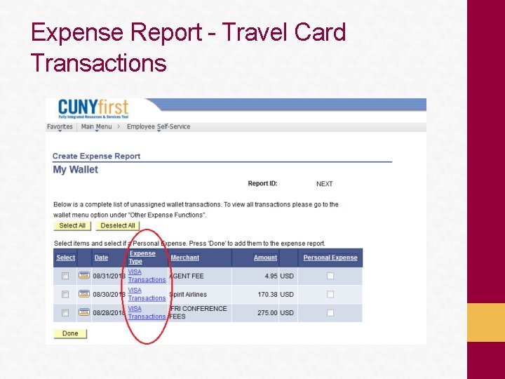 Expense Report - Travel Card Transactions 