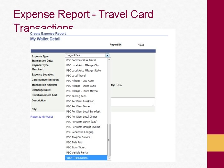 Expense Report - Travel Card Transactions 