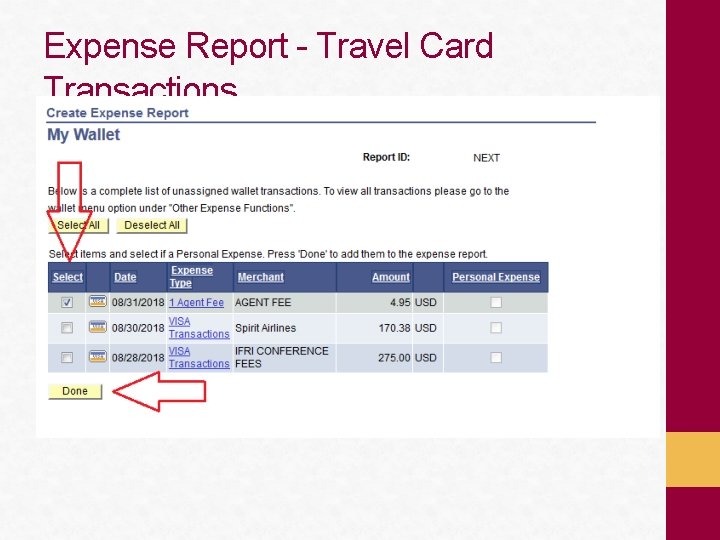 Expense Report - Travel Card Transactions 