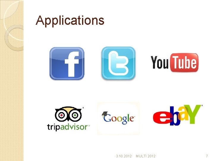 Applications 3. 10. 2012 MULTI 2012 7 