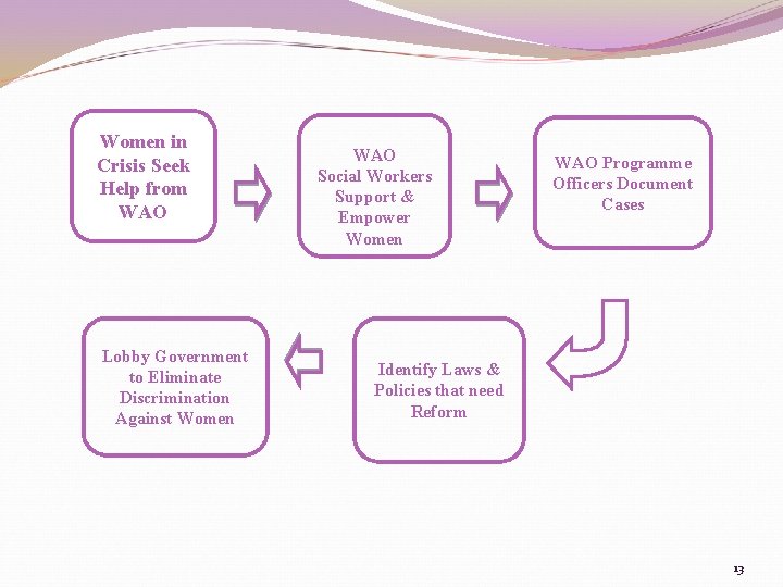 Women in Crisis Seek Help from WAO Lobby Government to Eliminate Discrimination Against Women